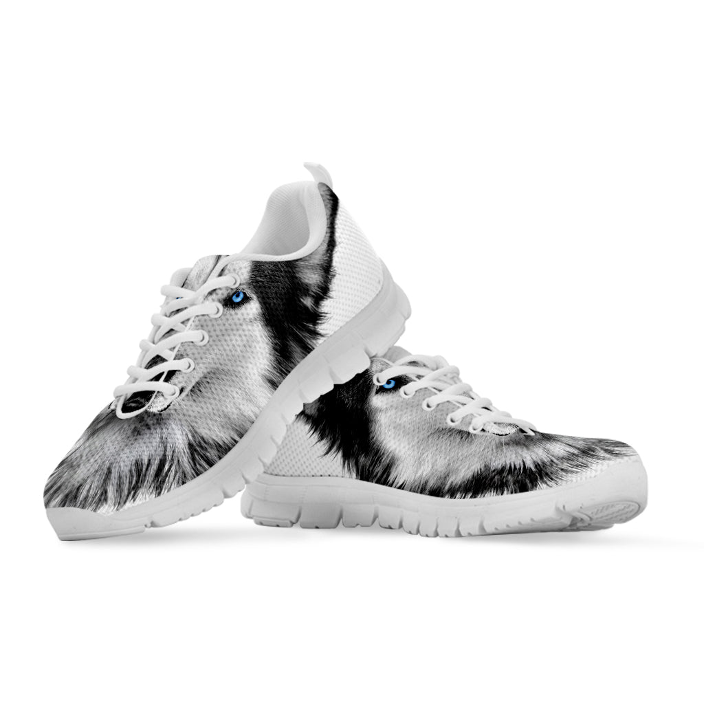 Siberian Husky Portrait Print White Sneakers