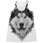Siberian Husky Portrait Print Women's Racerback Tank Top