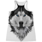 Siberian Husky Portrait Print Women's Racerback Tank Top