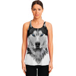 Siberian Husky Portrait Print Women's Racerback Tank Top