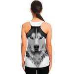Siberian Husky Portrait Print Women's Racerback Tank Top
