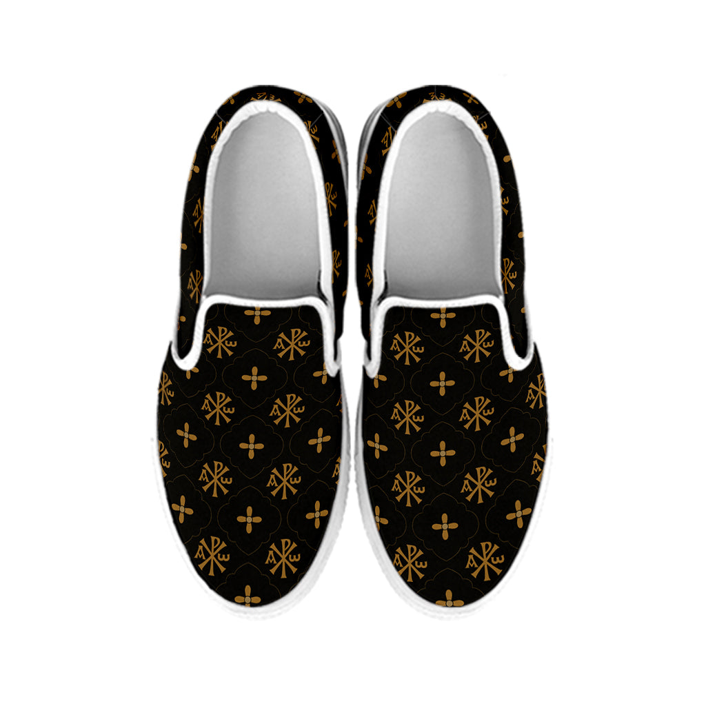 Sigla Orthodox Pattern Print White Slip On Shoes