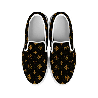 Sigla Orthodox Pattern Print White Slip On Shoes