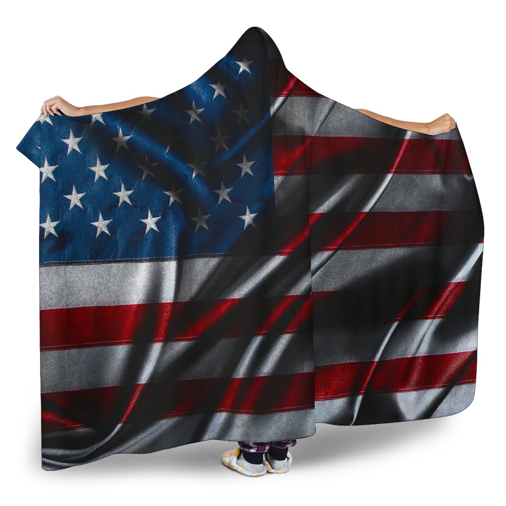 Silky American Flag Patriotic Hooded Blanket GearFrost