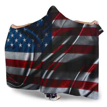 Silky American Flag Patriotic Hooded Blanket GearFrost