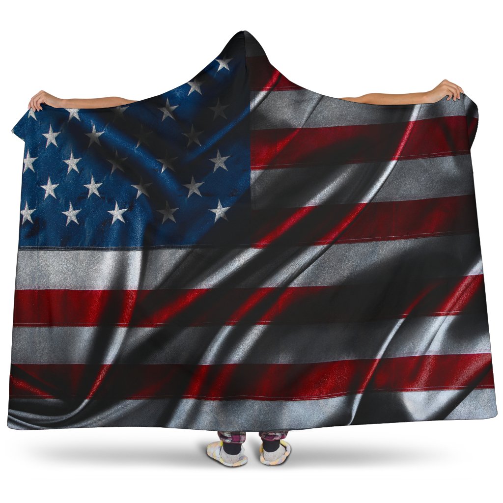 Silky American Flag Patriotic Hooded Blanket GearFrost