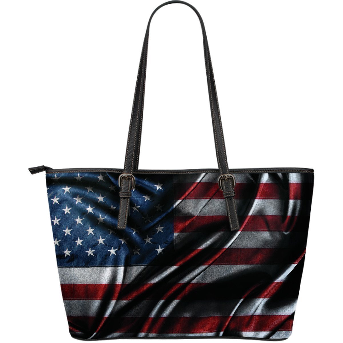 Silky American Flag Patriotic Leather Tote Bag GearFrost