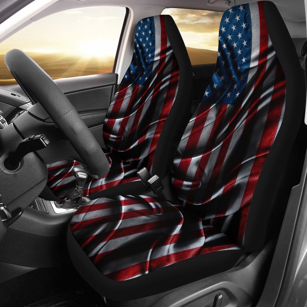 Silky American Flag Patriotic Universal Fit Car Seat Covers GearFrost
