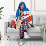 Silky Union Jack British Flag Print Hooded Blanket GearFrost