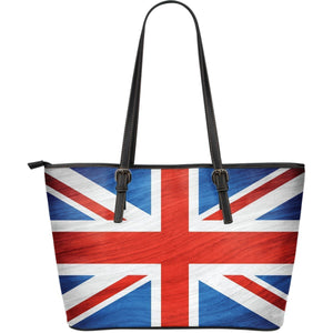 Silky Union Jack British Flag Print Leather Tote Bag GearFrost