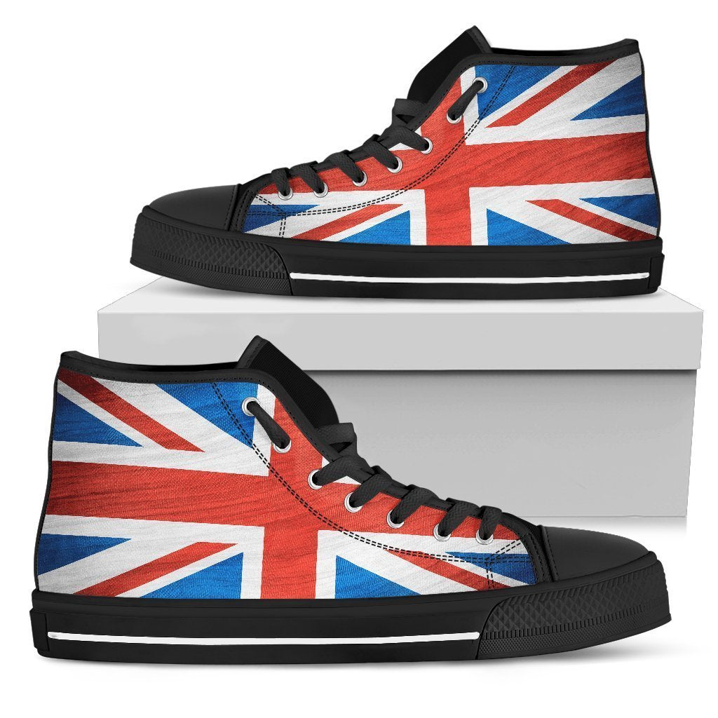 Silky Union Jack British Flag Print Men's High Top Shoes GearFrost