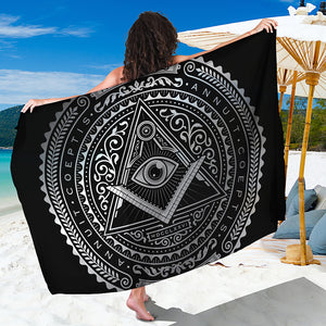 Silver And Black All Seeing Eye Print Beach Sarong Wrap