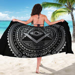 Silver And Black All Seeing Eye Print Beach Sarong Wrap