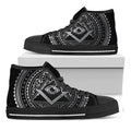 Silver And Black All Seeing Eye Print Black High Top Sneakers