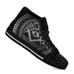 Silver And Black All Seeing Eye Print Black High Top Shoes