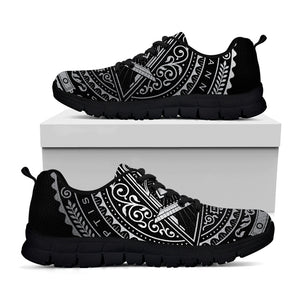 Silver And Black All Seeing Eye Print Black Sneakers