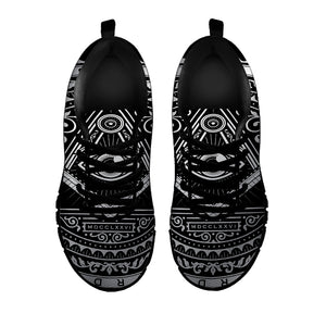 Silver And Black All Seeing Eye Print Black Sneakers