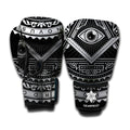 Silver And Black All Seeing Eye Print Boxing Gloves