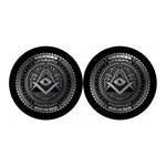 Silver And Black All Seeing Eye Print Car Coasters