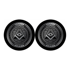 Silver And Black All Seeing Eye Print Car Coasters