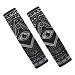 Silver And Black All Seeing Eye Print Car Seat Belt Covers