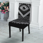 Silver And Black All Seeing Eye Print Dining Chair Slipcover