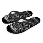 Silver And Black All Seeing Eye Print Flip Flops