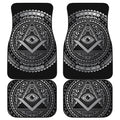 Silver And Black All Seeing Eye Print Front and Back Car Floor Mats