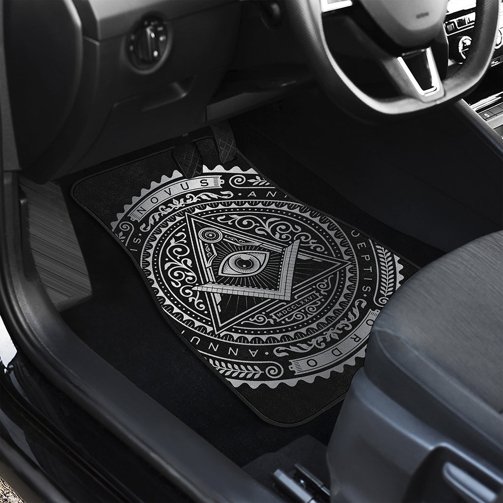 Silver And Black All Seeing Eye Print Front Car Floor Mats