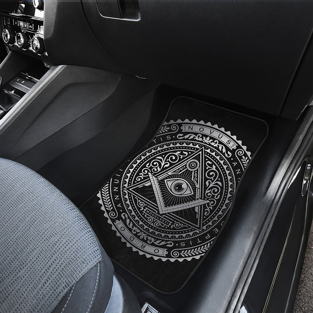 Silver And Black All Seeing Eye Print Front Car Floor Mats