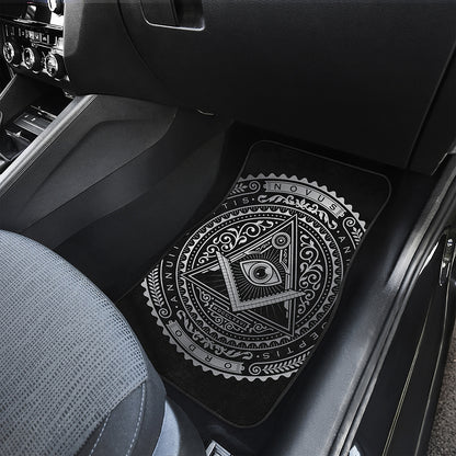 Silver And Black All Seeing Eye Print Front Car Floor Mats