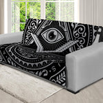 Silver And Black All Seeing Eye Print Futon Protector