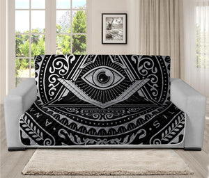 Silver And Black All Seeing Eye Print Futon Protector