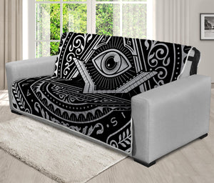 Silver And Black All Seeing Eye Print Futon Protector