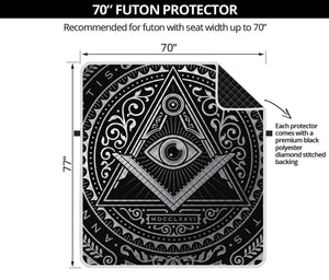 Silver And Black All Seeing Eye Print Futon Protector