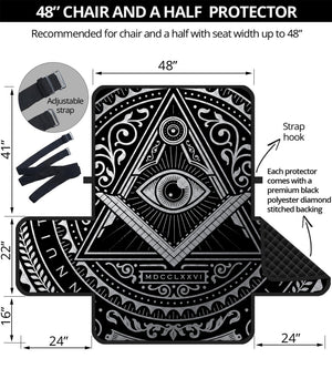 Silver And Black All Seeing Eye Print Half Sofa Protector