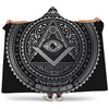 Silver And Black All Seeing Eye Print Hooded Blanket