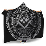 Silver And Black All Seeing Eye Print Hooded Blanket