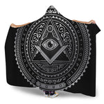 Silver And Black All Seeing Eye Print Hooded Blanket