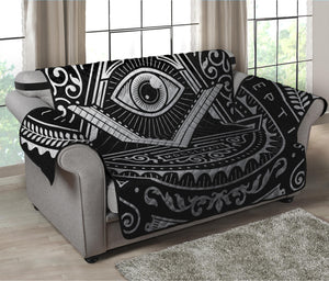 Silver And Black All Seeing Eye Print Loveseat Protector