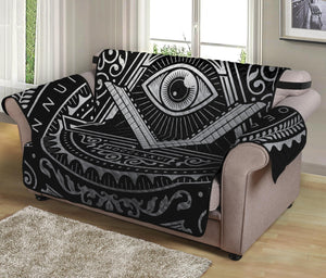 Silver And Black All Seeing Eye Print Loveseat Protector