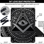 Silver And Black All Seeing Eye Print Loveseat Protector