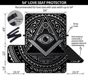 Silver And Black All Seeing Eye Print Loveseat Protector