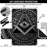 Silver And Black All Seeing Eye Print Loveseat Protector