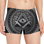 Silver And Black All Seeing Eye Print Men's Boxer Briefs