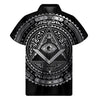 Silver And Black All Seeing Eye Print Men's Short Sleeve Shirt