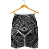 Silver And Black All Seeing Eye Print Men's Shorts