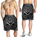 Silver And Black All Seeing Eye Print Men's Shorts