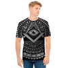 Silver And Black All Seeing Eye Print Men's T-Shirt