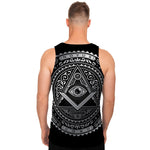 Silver And Black All Seeing Eye Print Men's Tank Top